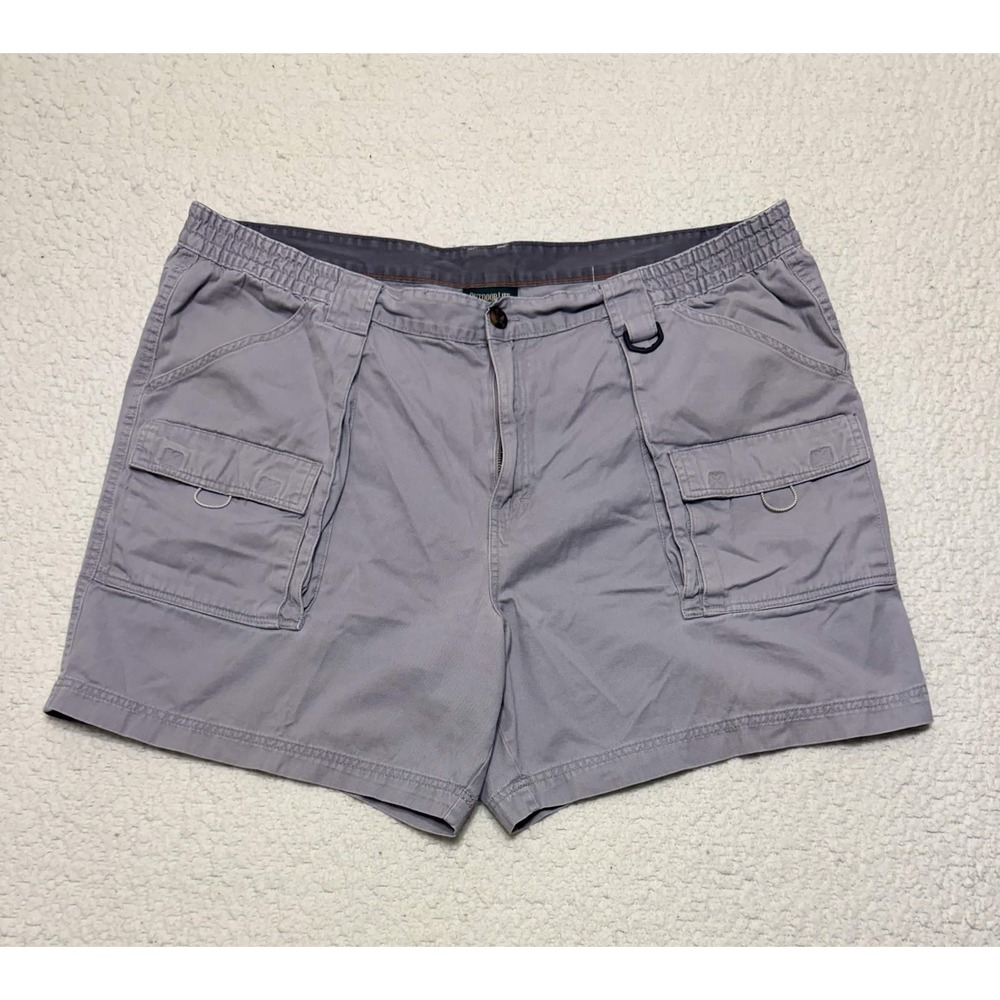 Outdoor Life Mens Cargo Shorts 44 Gray Cotton Twill Hiking Shorts D-ring Solid